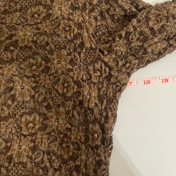 Fairy Core Top brown Sheer All over Lace Detail Size S/M Long Sleeve Y2K witchy - Picture 9 of 14